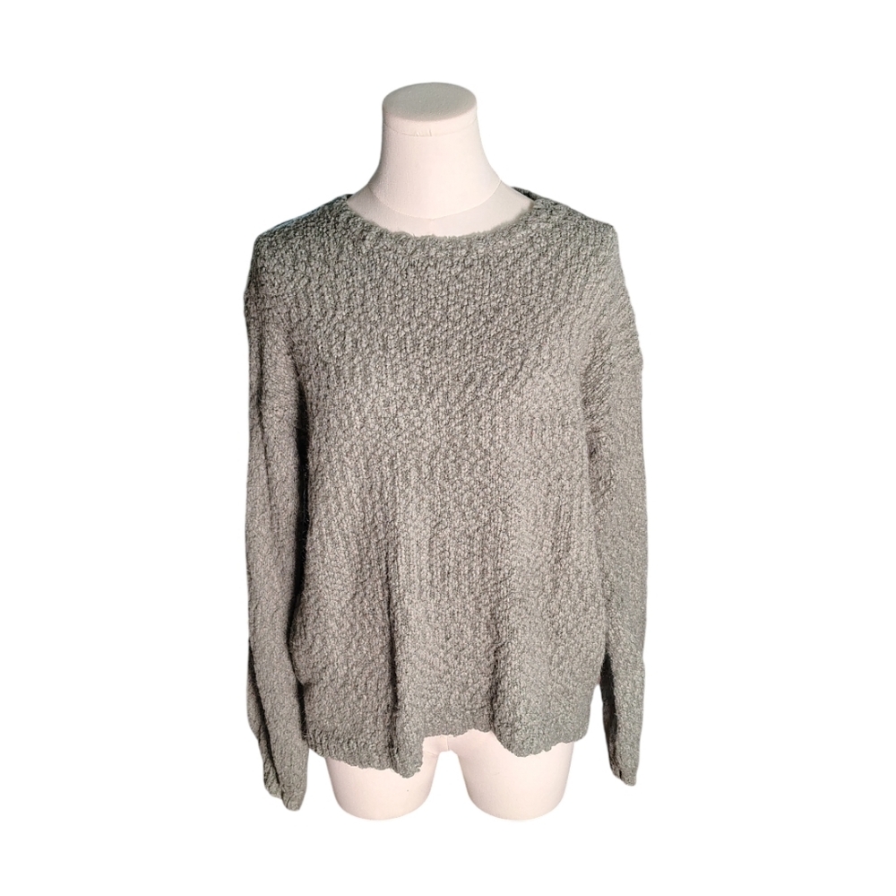 Yes Lola Soft Classic Heather Gray Scoop Neck Boucle Knit Sweater Size Large